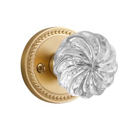 SORWDUERM 1 Pack Crystal Door Knobs Gold Door Knob Brushed Gold Passage Door Knobs Glass Satin Brass Interior Door Knob for Hall and Closet