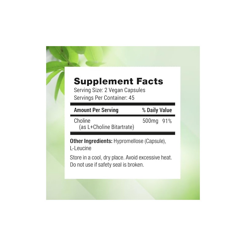 Nested Naturals | Colina Bitartrato 500 mg | 90 Cápsulas