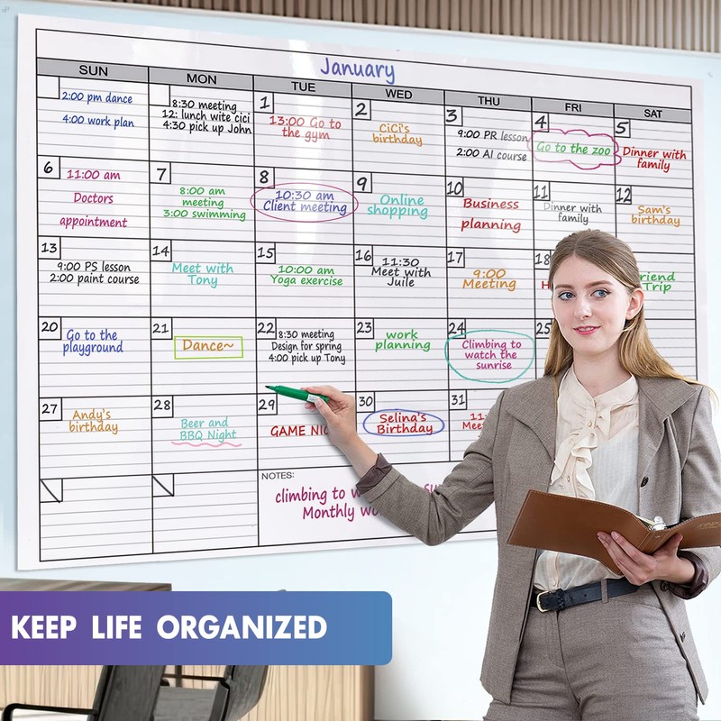 Dry Erase Monthly Extra Large White Board Calendar for Wall,