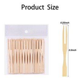 DONHUA 200 Pack Mini Forks Natural Bamboo Cocktail Forks, 3.5 Inch Toothpicks for Appetizers Party Catering Dessert Fruit Accessories Banquet, Buffet and Daily Life