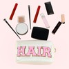 Chenille Letter Patch Makeup Bag, Preppy Cosmetic Bag PU Leather