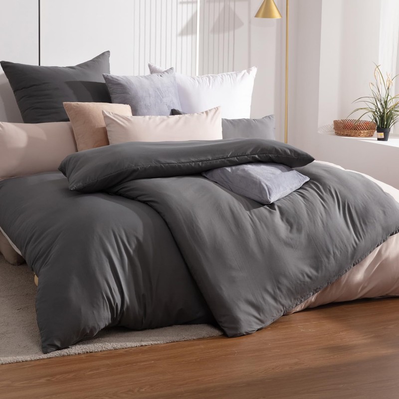 Soifox Set of 2 Pillowcases, 40 x 60 cm, Anthracite,