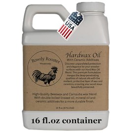 HardWax Oil With Nano-Ceramic Additives - Furniture Oil, Beeswax and Carnauba Wax Blend - Durable Satin Wood Furniture Finish With Added Ceramic Protection, Bare Wood Finish Sealer-USA Made-(16 fl.oz)