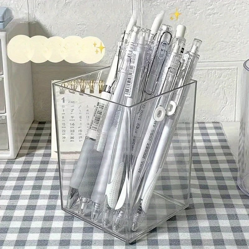 Desk Organizer Pen Holder – Clear Acrylic Pen Holder, Storage