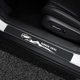 MAXDOOL 4Pcs Car Door Sill Protector Reflective 4D Carbon Fiber Sticker Door Entry Guard Sill Scuff Plate Stickers Accessories Compatible with Jeep Wrangler JL JLU & Gladiator JT (White)