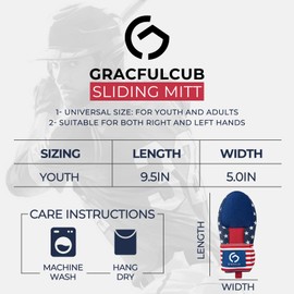 Gracfulcub Baseball Sliding Mitt, Sliding Glove Baseball Softball Guard, Ergonomic Design Protect Fingers for Base Running (Flag)