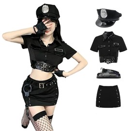 Cedar Eight Women's Sexy Top, Skirt, Belt, Hat, 4 Piece Set
