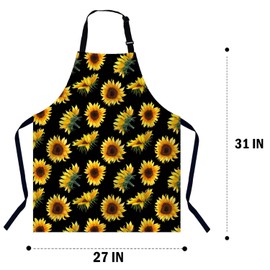BGBDEIA Sunflowers Kitchen Apron for Women Men, Adjustable Apron Chef Bakers Apron Cooking Apron Cooking Baking Gardening