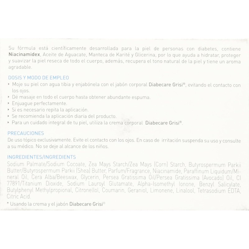 Grisi - Diabecare, Jabón Corporal para Piel Diabética, Niacinamidex, 125