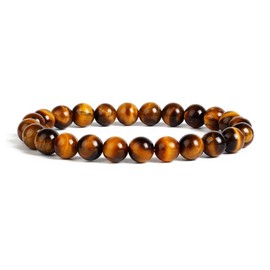 Nathalie Natural Healing Crystal Bracelets For Women/Men, Gorgeous Semi-Precious Gemstones Stretch Beaded Bracelets for Men/Women (Tiger Eye)