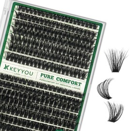 KEYYOU Lash Clusters Thick Volume 280pcs 80D&100D 10-18mm D Curl Eyelash Clusters with 0.03mm Thin Band, Super Soft Wispy for Beginner DIY at Home