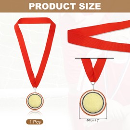 PATIKIL Award Medal, 1st Place Medal Winner Prize Diamonds Inserted with Red Neck Ribbon for Competitions Sports Games Spelling Bees, 3 Inch Wide, Gold