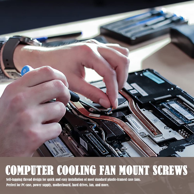 100 Pcs M5 x10 Computer Cooling Fan Mount Screws Black