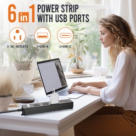 USB Outdoor Power Strip Weatherproof, Waterproof Surge Protector with 3 Wide Outlet with 3 USB Ports, Shockproof Overload Protection,15FT Extension Cord for Outside Decorations,Patio Porch