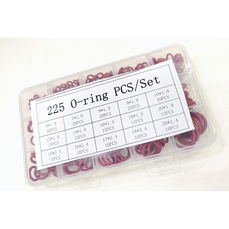 225 PCS Red Metric Silicone O Ring Assortment Rubber Silicone