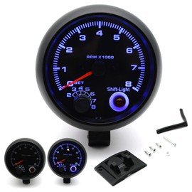 Geevorks 3.75'' 12V Automotive Replacement Tachometers 0-8000RPM Blue Light, RPM Tachometer for 1-8 Cylinder Gasoline Vehicles, 1-2 Cylinder New Motorcycles