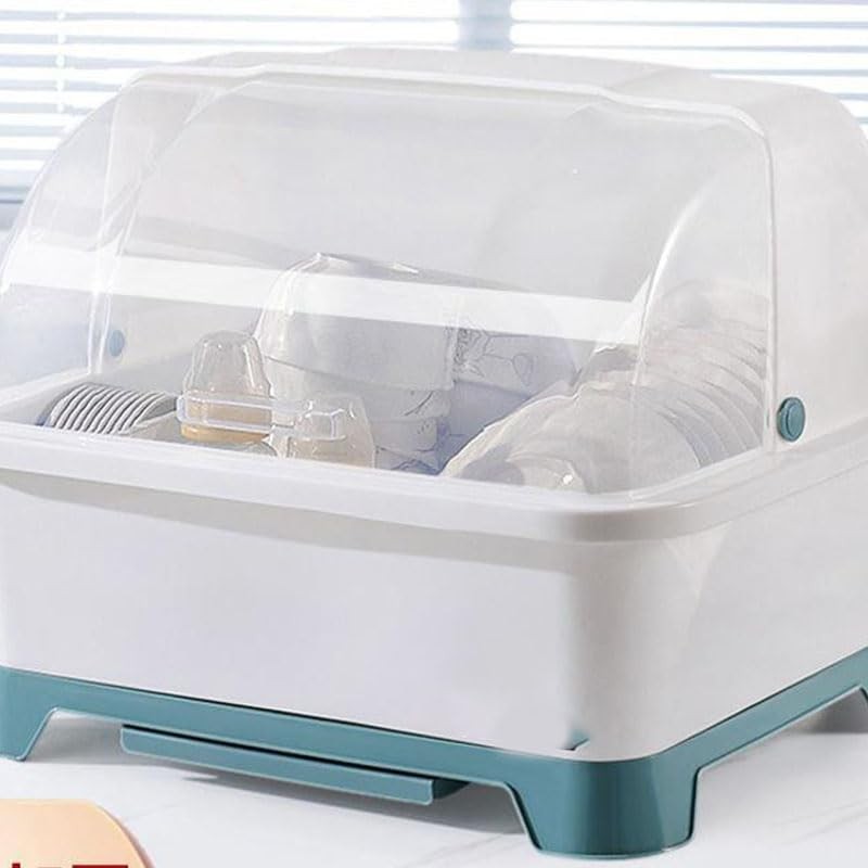 Covered Dish Drying Rack, Dust Proof Kitchen Storage Dish Drainer