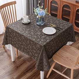 Smiry Square Table Cloth, Waterproof Heavy Duty Vinyl Tablecloths, Wipeable Washable Table Cover for Kitchen and Dining Room (Coffee, 54" X 54")