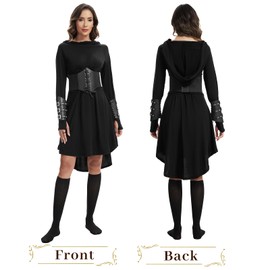 Hewlaud 5 Pcs Mardi Gras Renaissance Women Costume (Black, XL)