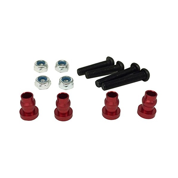 スクエア アルミダンパーエンドボール (タミヤ汎用) レッド TGE-9R