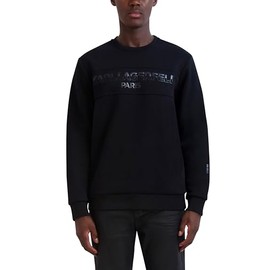 Karl Lagerfeld Paris Men's Long Sleeve Pullover Relaxed Fit Sweatshirt, Black
