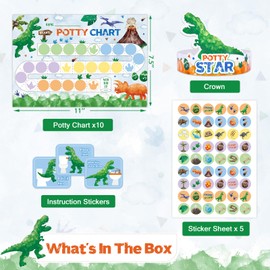 WERNNSAI Potty Training Chart - Dinosaur Toilet Training Reward Chart with 270 Potty Stickers Crown Pink Sticker for Boys Toddler Kids Ideal Gift Birthday