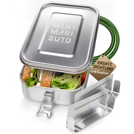 MINIMARISUTO Premium Edelstahl Brotdose mit 2x Trennwand 1200ml [auslaufsicher & BPA-frei] Brotdose Kinder & Lunchbox Erwachsene | Jausenbox mit Fächern