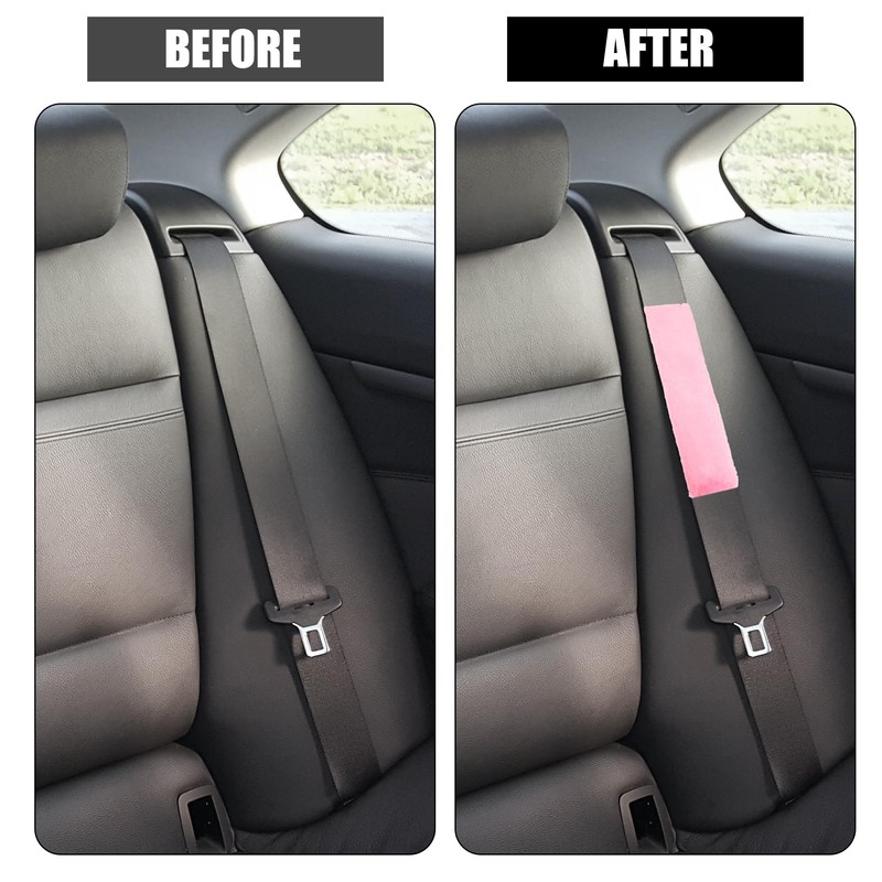 X AUTOHAUX 4 Pcs Plush Car Seat Belt Protector Pads