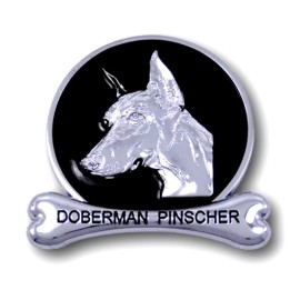 Chromanimals DOBERMAN PINSCHER Chrome Dog Medallion Car Emblem Ornament Breed Badge 3D DOBIE