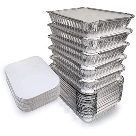 Aluminium Foil Food Containers with Lids Silver Tin Foil Catering Takeaway Tubs Cooking Baking Meal Prep Takeout Roasting Freezing Food Storage (750 ML Foil Container, 20)