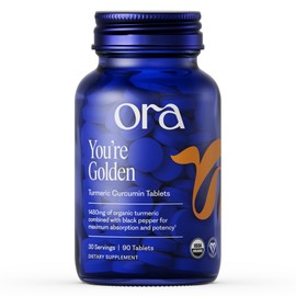 Ora - Pastillas de cúrcuma orgánicas con pimienta negra, suplemento antioxidante y antiinflamatorio, sin ingredientes de relleno, 90 tabletas veganas 