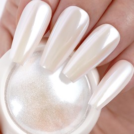 Moonlight White Aurora Nail Chrome Powder, Purple to Blue Color Shift Chameleon Glitter for Nail Art Decoration Pigment Dust 0.5g