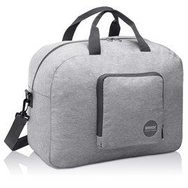WANDF for Spirit Airlines 16" Foldable Travel Duffle Bag for Travel Gym Sports Weekender Bag Personal Item Bag (Denim Light Grey 16", 16 inches (20 Liter)), Denim Grey 16", 16 inches (20 Liter)