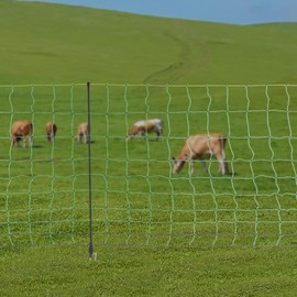 Electric Fence Netting, 50"H X 164'L Portable PE Net Fencing with Stakes Electric Poultry Enclosure for Goats, Pigs, Dogs for Backyards, Homesteads, Gardens, Farms (Green)