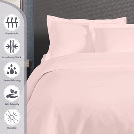 Pizuna Luxurios Cotton Standard Pillowcases 2 Pack Light Pink 50x75cm, 800 Thread Count Long Staple Combed Cotton Pillow Cover, Crisp Sateen Weave Oxford Pillow Cases (Luxury Pillowcase 2 PC)