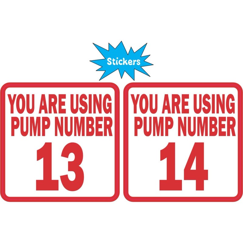 StickerTalk Pump Number 13 and 14 Vinyl Stickers, 2.5 inches