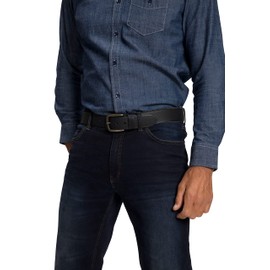 JP 1880 Men's Leather Belt, Black, 135 cm