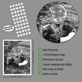 Fashion Wall Art Prints Set of 6 Feminist Black and White Glam Posters Retro Luxury Modern Women Champagne Mirror Ball Canvas Wall Decor for Living Room Bedroom (B, 11"x14" UNFRAMED)