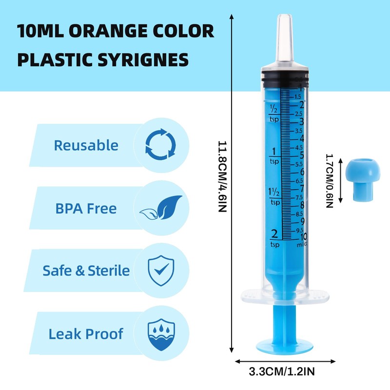 Gufastoe Pack of 40 10 ml Syringes with Protective Caps