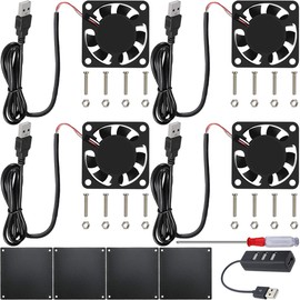JYUDAUFU 4 x 40 mm x 10 mm 4010 USB Brushless Cooling Fan DC 5 V 6200 rpm with Dust Filter Net 4-Port USB Hub Splitter Mini Screwdriver for DIY Test 3D Printer PC Case DVR CPU Small Devices