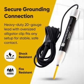 Santronics DC Detector 6-50V, Industrial Strength Sensor with Audio-Visual Alert, Sharp Rust-Proof Stainless Steel Tip & Large Alligator Clip