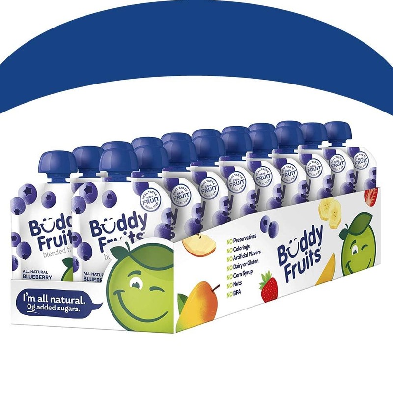 Buddy Fruits Snacks To Go Blueberry Unsweetened Applesauce 3.2oz Pouch