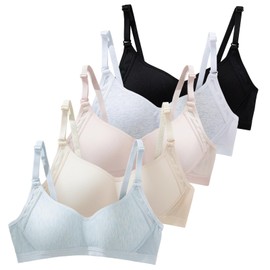 DUOFANXI Teen Bras for Girls Ages 12-14-16-18 Years Old Big Kids Training Bra Bralettes for Women Ladies,Adjustable Straps(5-Pack,32)