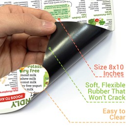 8x10" Kidney Friendly Food Chart Magnet for Fridge, Foods to Eat and Avoid with Kidney Stones, Renal Diet, Disease Food List, Low Potassium, Grocery List