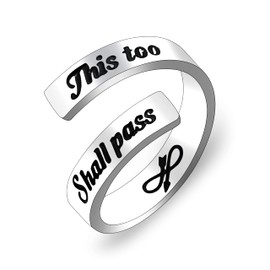 Uloveido Adjustable Inspirational Flying Dandelion Double Stainless Steel Freedom Ring Bands Cool Stacking Gift for Women, Engraving Rings Motivational Gift for Her Y2004, Metal, not known