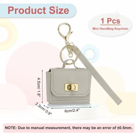 PATIKIL Mini HandBag Keychain, Cute Coin Purse Keychain PU Leather Backpack Purse Key Chain Little Earbud Bag Keychains for Women Mini Card Data Cable Organizer, Gray