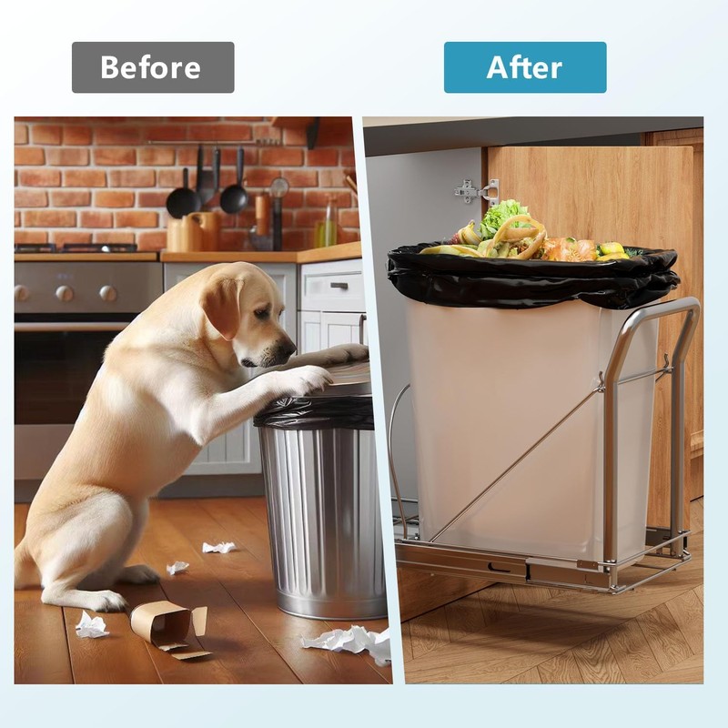 Pull Out Trash Can Under Cabinet with Soft-Close Slides，Heavy Duty