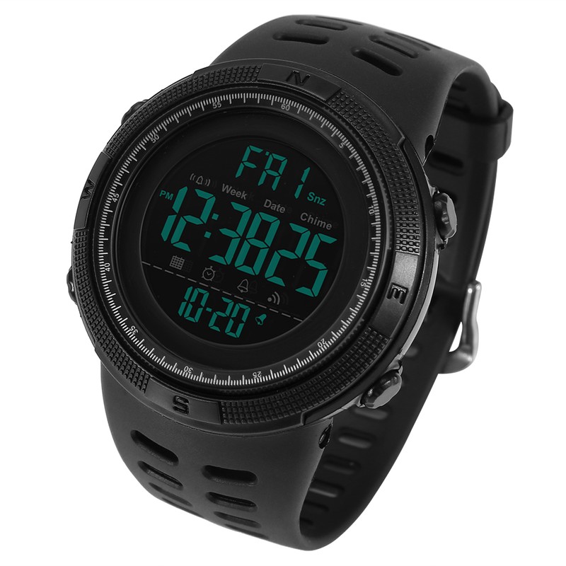 Mens Male Digital Back Light Round Waterproof Sport Watch Wristwatch