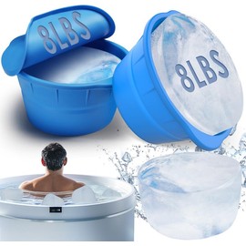 IPOW 2Pack Extra Large Ice Block Molds,16LBS Reusable Giant Ice Cube Bricks Maker Molds for Cold Plunge Tub Ice Bath Foldable Ice Cubes Tray for Ice Bath Accessories with Lid (Blue) Kitchen Silicone