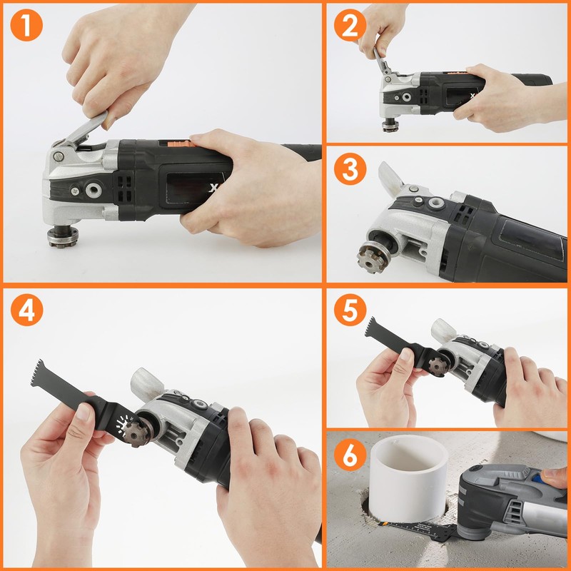 10Pcs Oscillating Saw Blades Set Quick Release Extra-Long Reach Bi-Metal